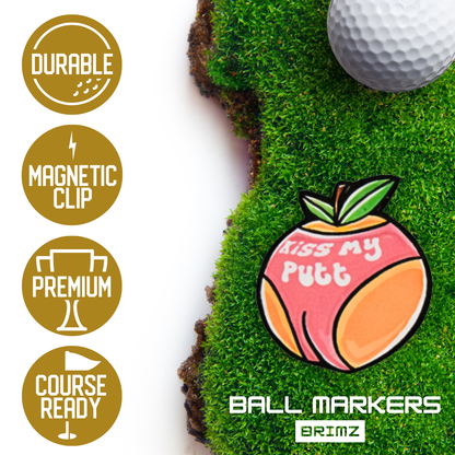 Golf Ball Marker Set - 5 Magnetic Golf Ball Markers with Hat Clip (Explicit)