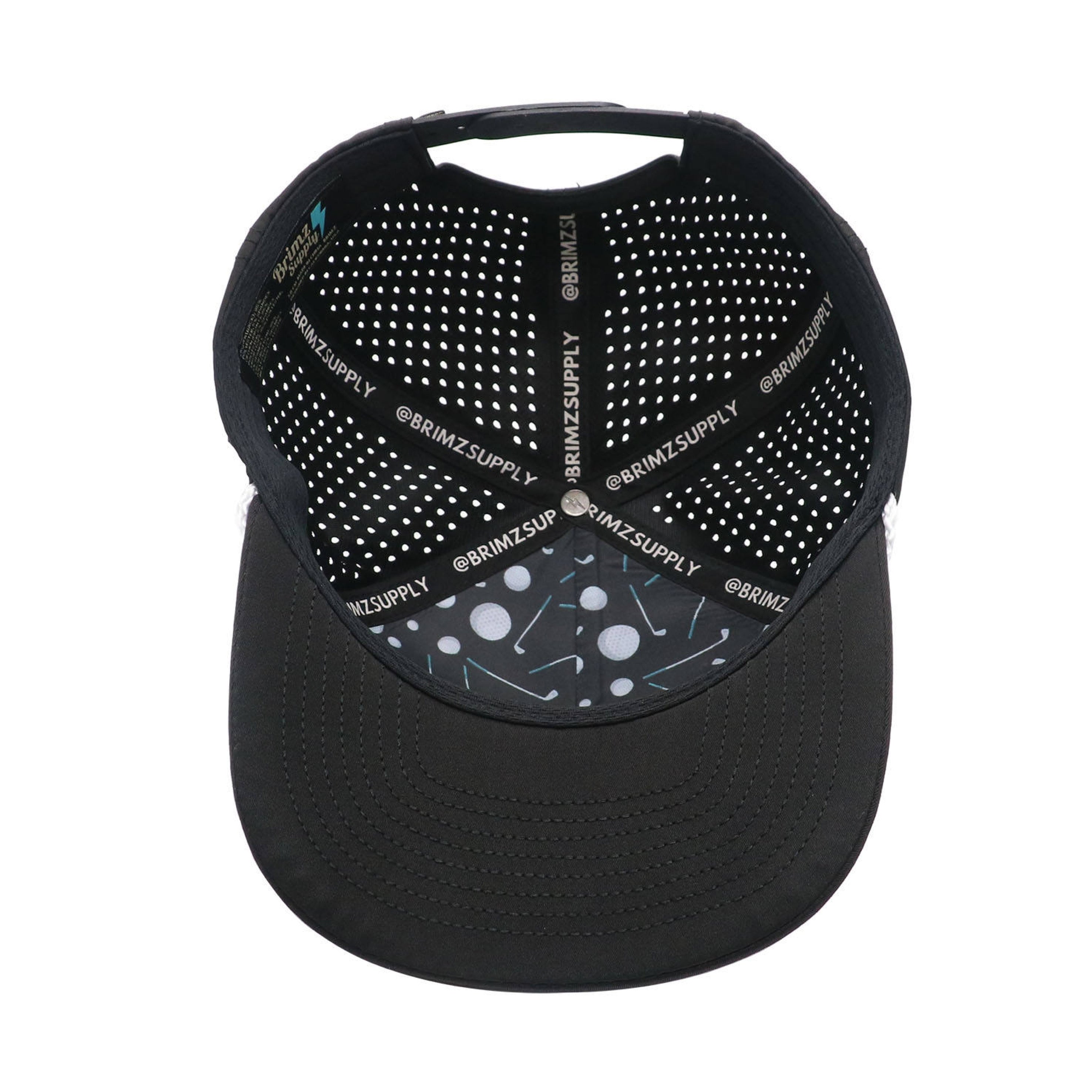 Performance Hat Rope) Brimz Golf Black Supply Logo – (No w/White