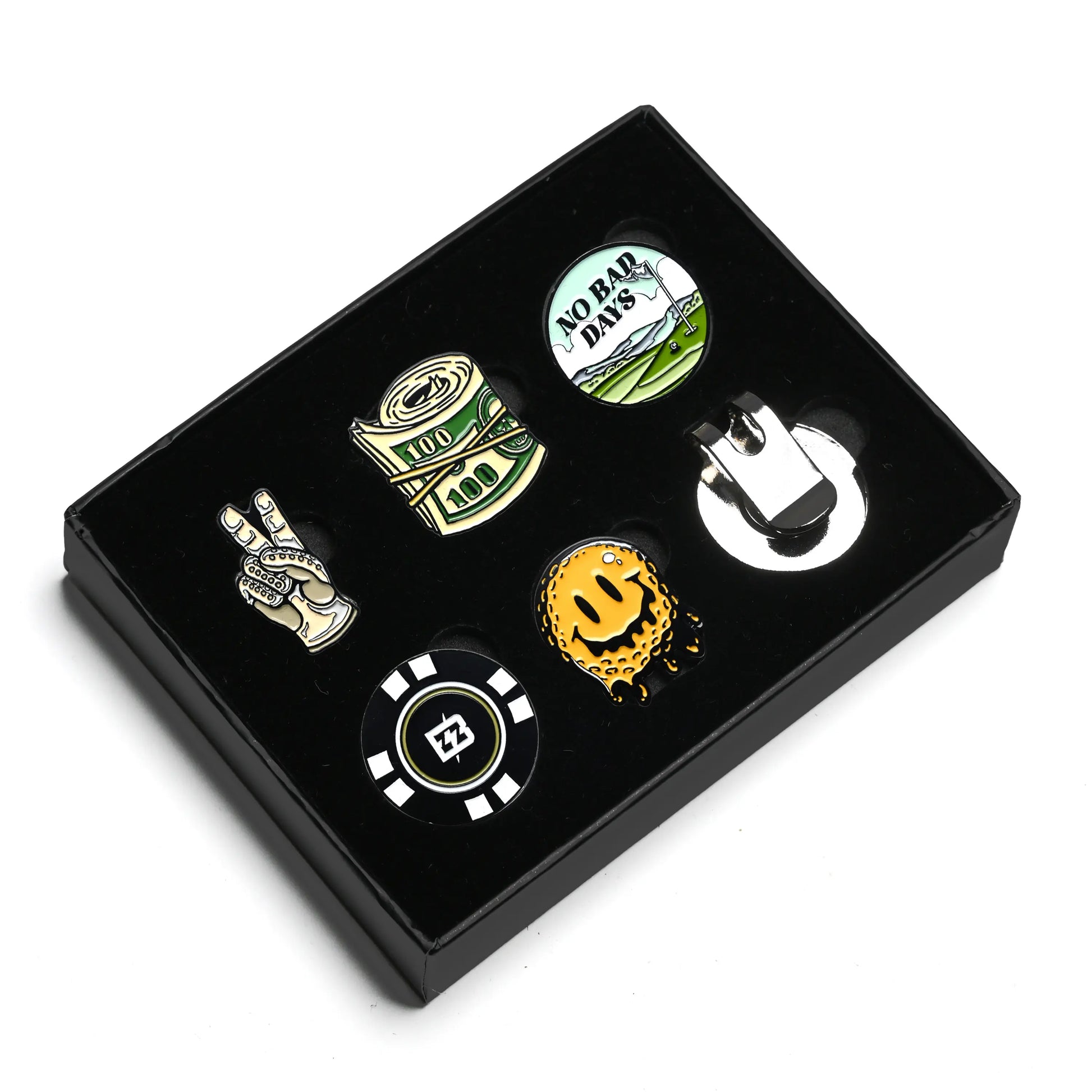 Golf Ball Marker Set - 5 Magnetic Golf Ball Markers with Hat Clip Brimz Supply