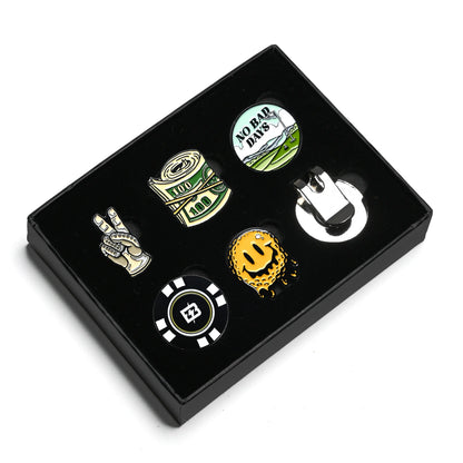 Golf Ball Marker Set - 5 Magnetic Golf Ball Markers with Hat Clip Brimz Supply