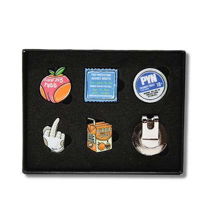 Golf Ball Marker Set - 5 Magnetic Golf Ball Markers with Hat Clip (Explicit) Brimz Supply